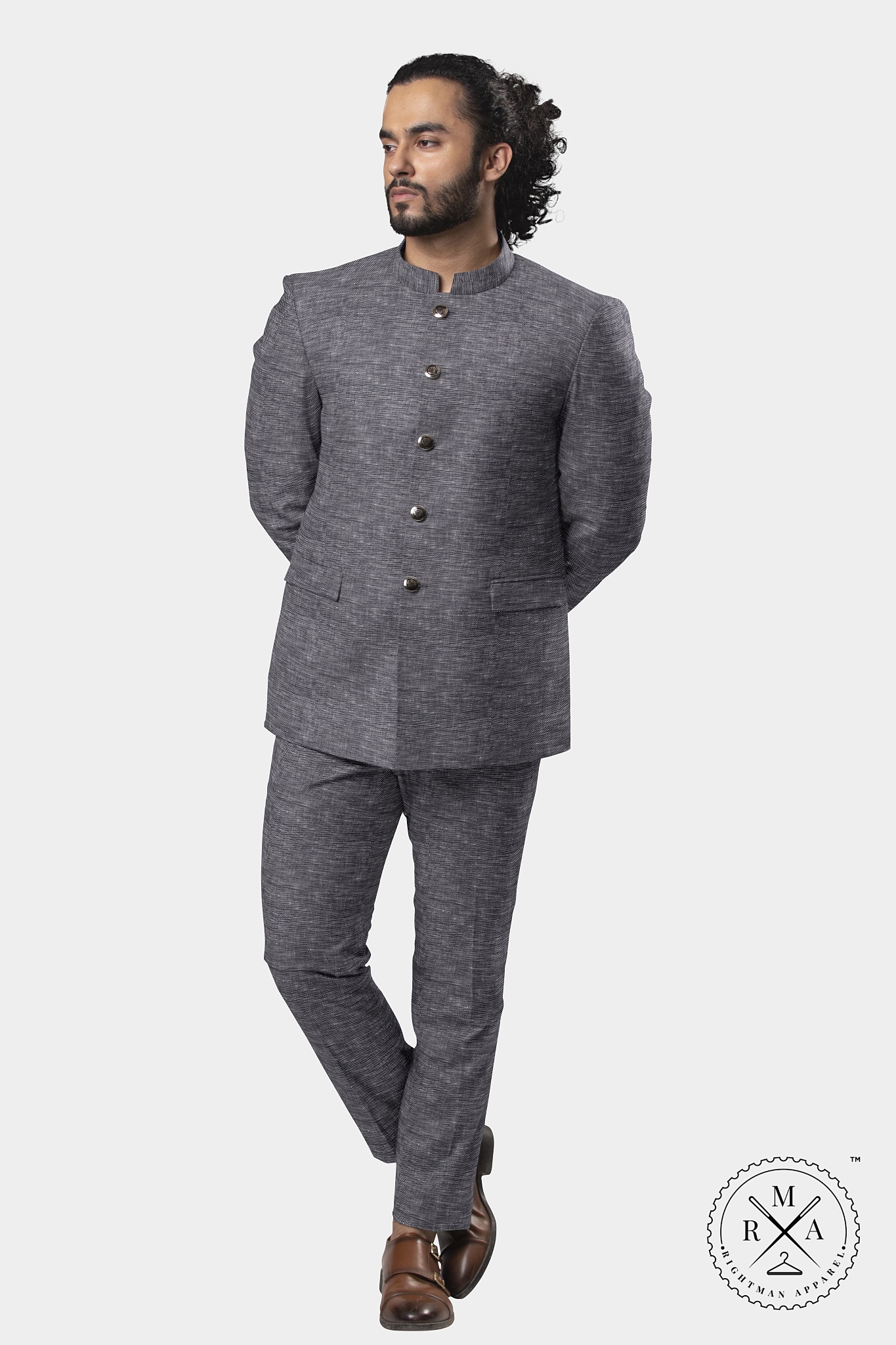 Moonlit Grey Jodhpuri Suit SU255